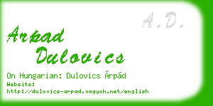 arpad dulovics business card